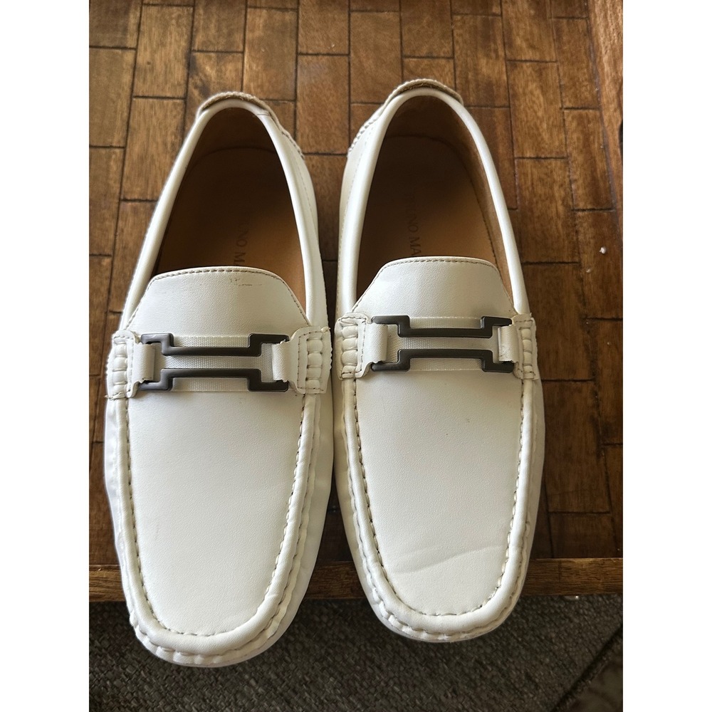 Bruno Marc Mens White Driving Loafers horse bit Slip On Moc Toe Shoes VGUC